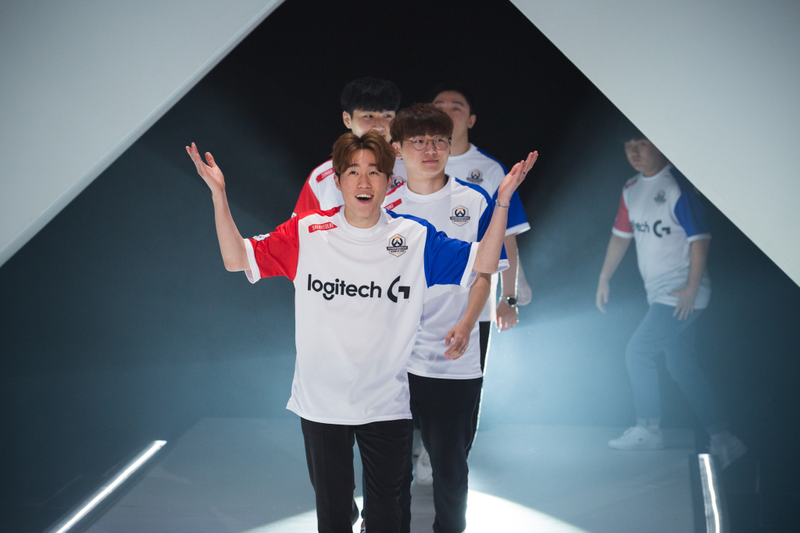 Members of the future NYXL walk out as members of Team South Korea at the 2017 Overwatch World Cup.